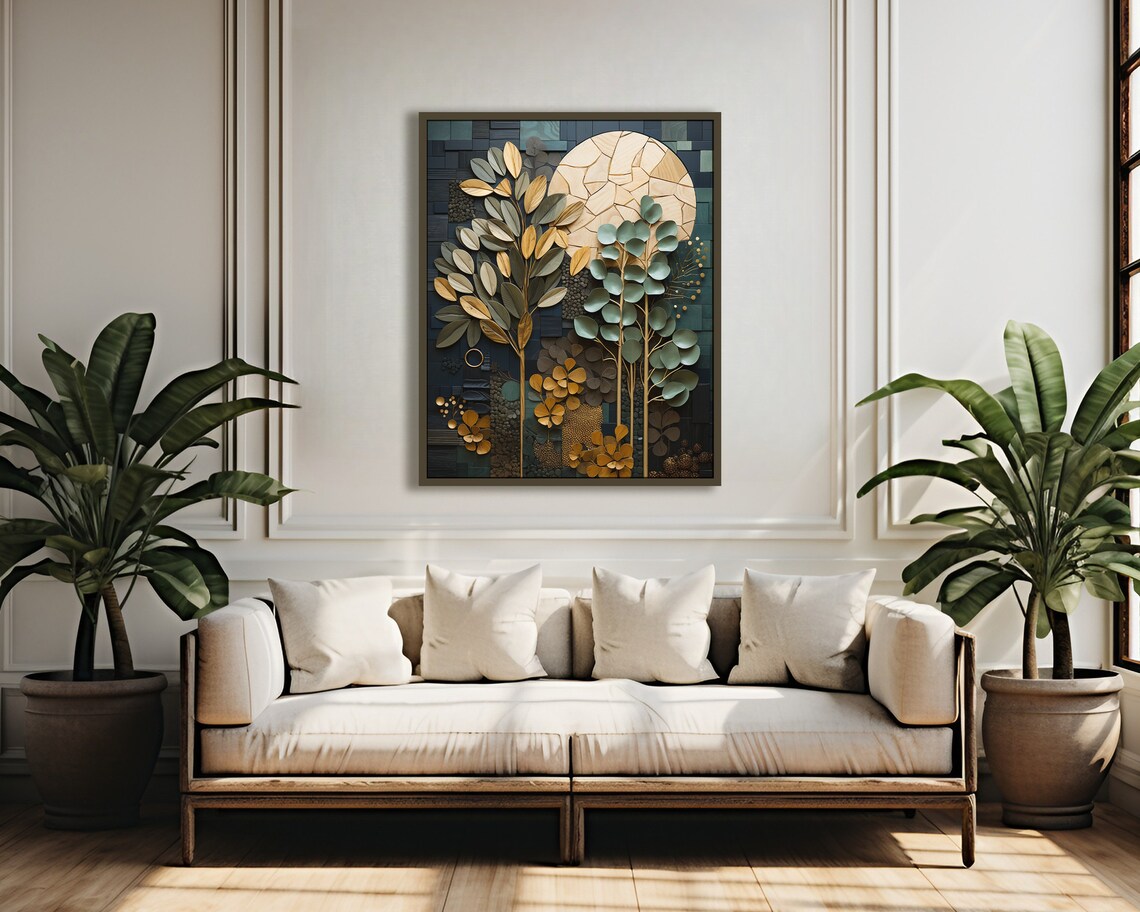 Boho Botanical Art Print, Earth Tones Wall Decor - Image 2