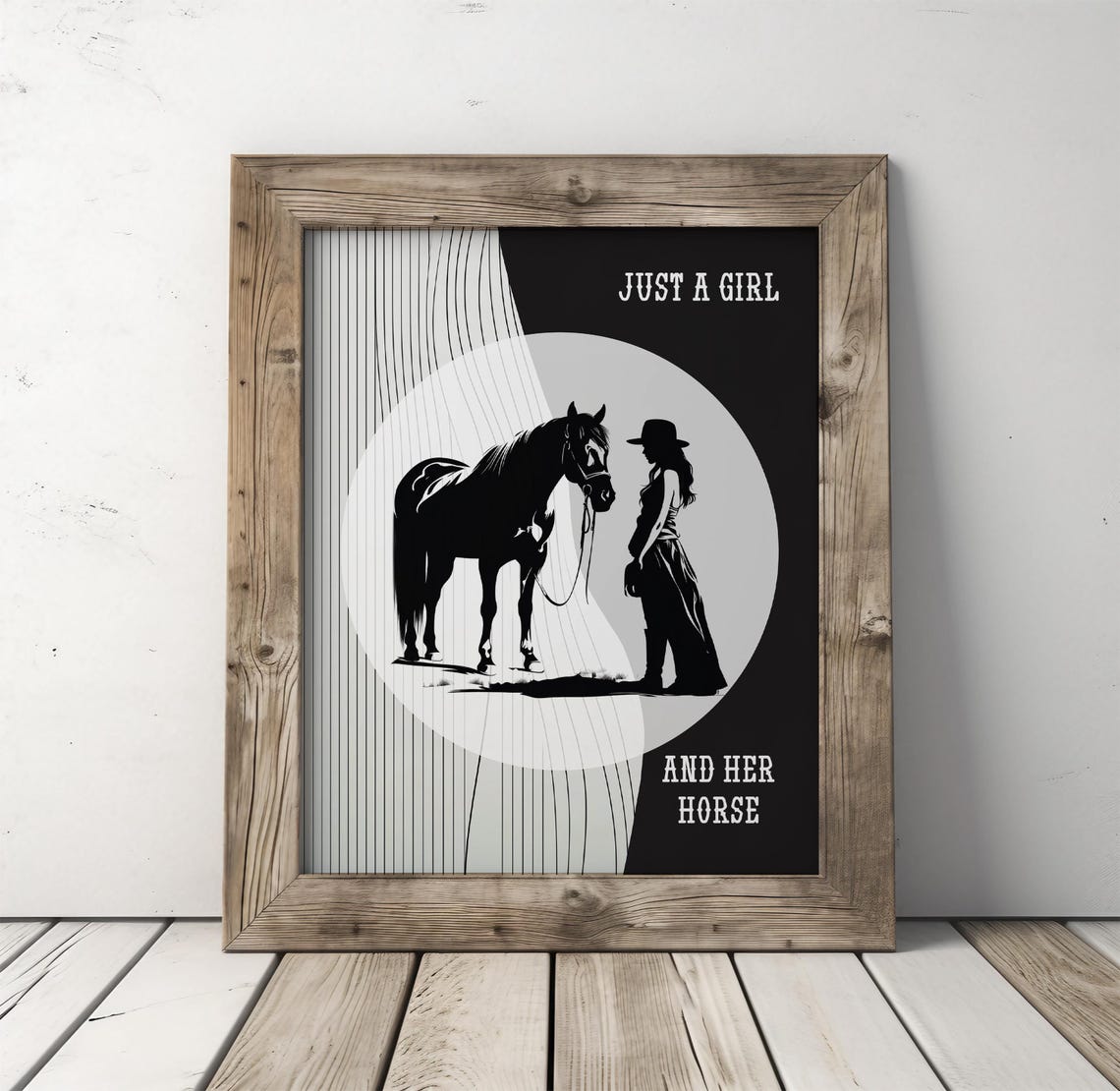Cowgirl Horse Silhouette Teal Minimalist Western Equestrian Art Poster - Image 4