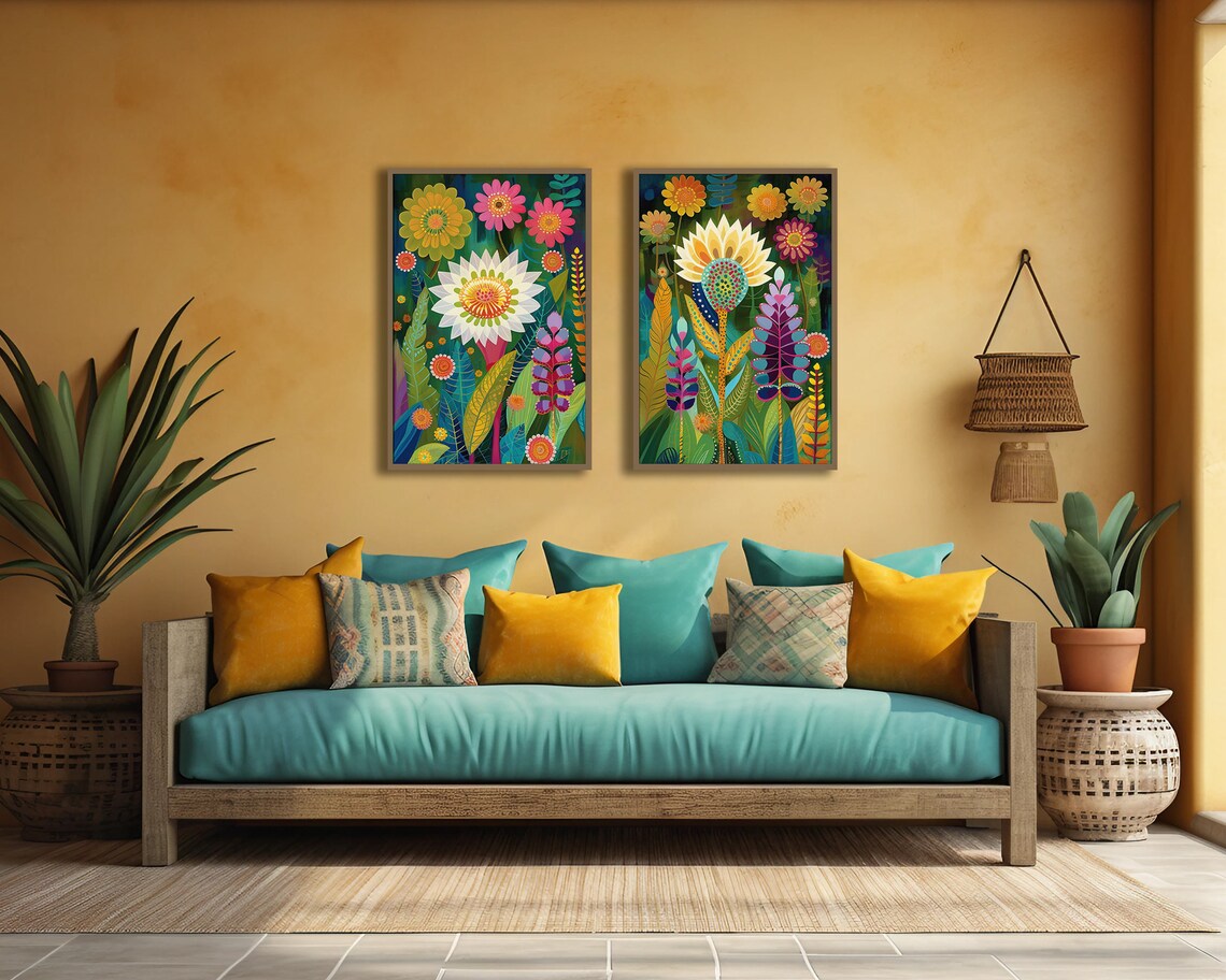 Whimsical Flowers, Colorful Floral Art Print - Image 2