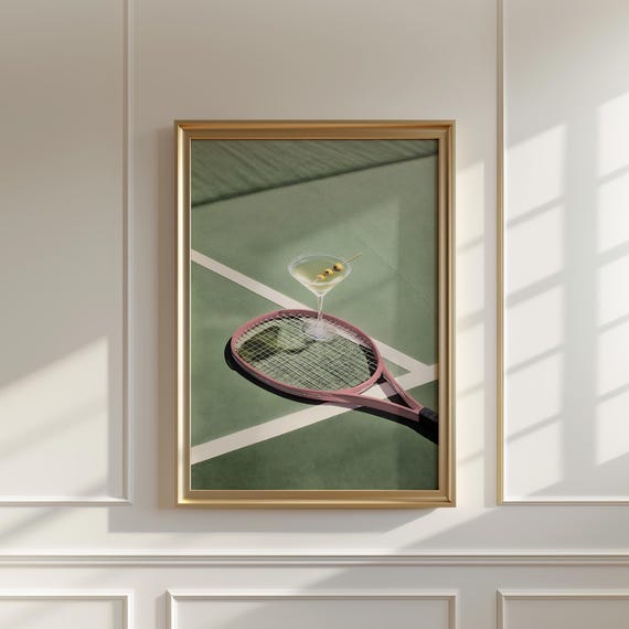 Tennis Poster Pink And Green Print Wall Art