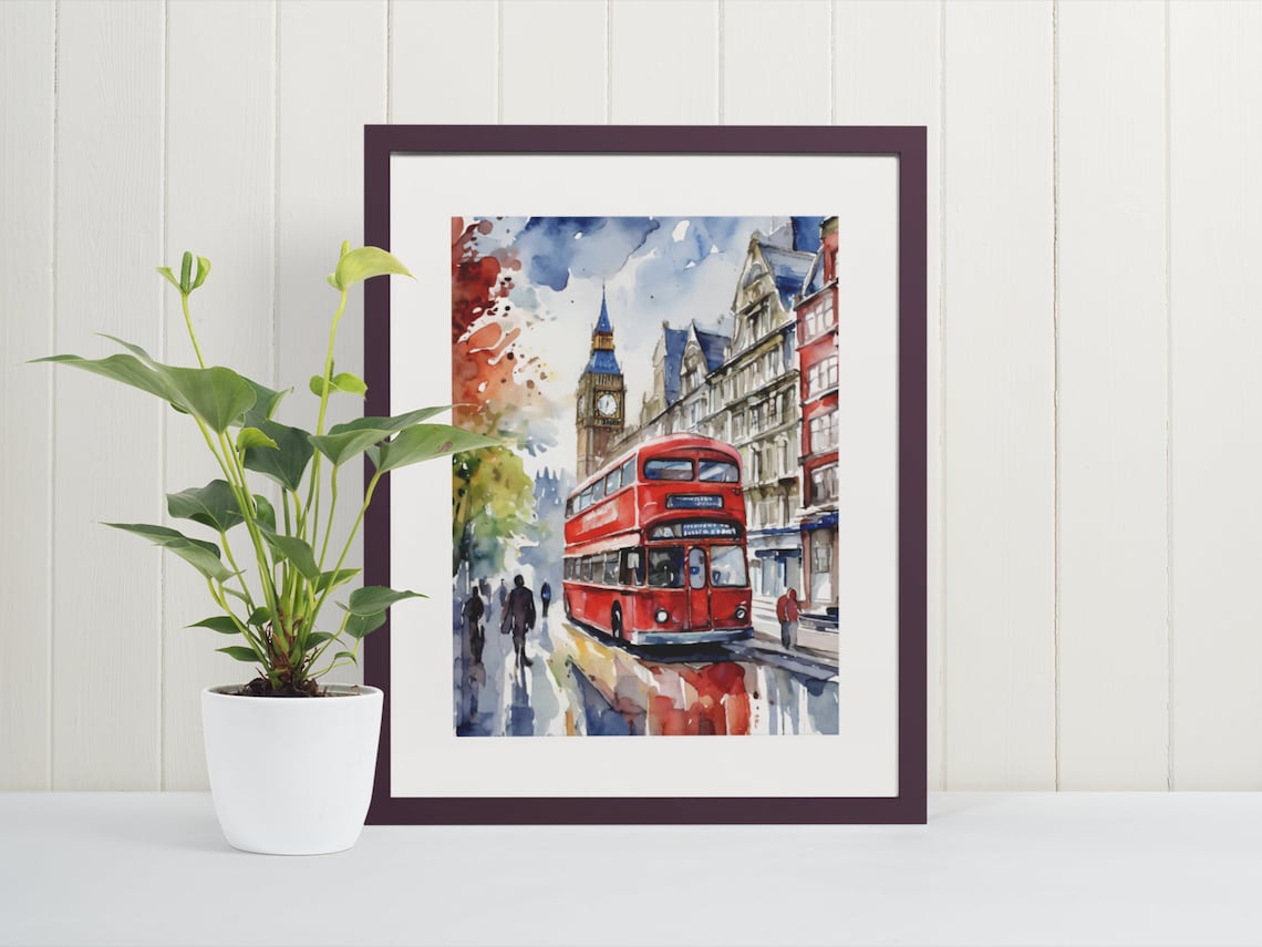 London Watercolor Art Print, Europe Travel Poster