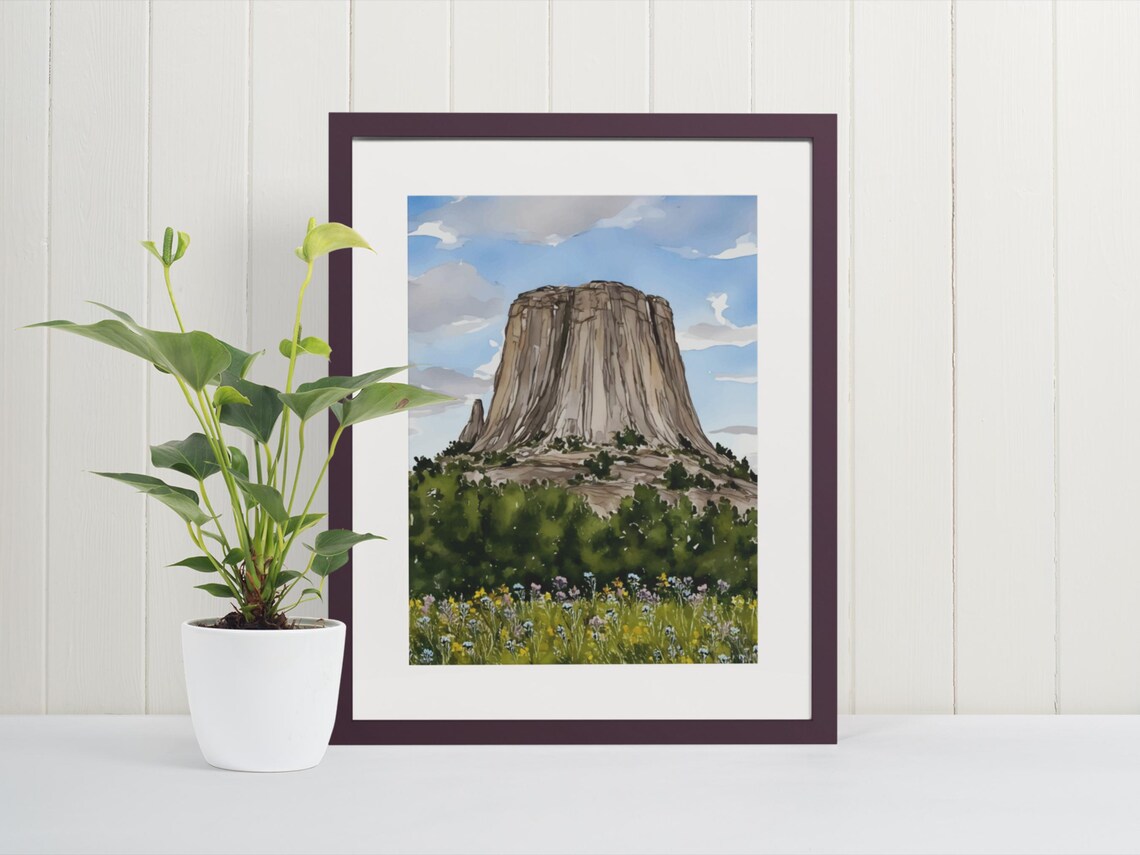 Devils Tower National Monument Watercolor Art Print