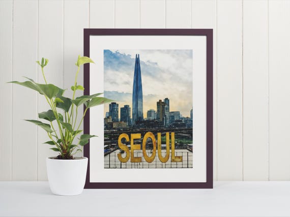 Seoul Watercolor Art Print Korea Wall Travel Poster Asia Paintings Thailand Gift City Skyline