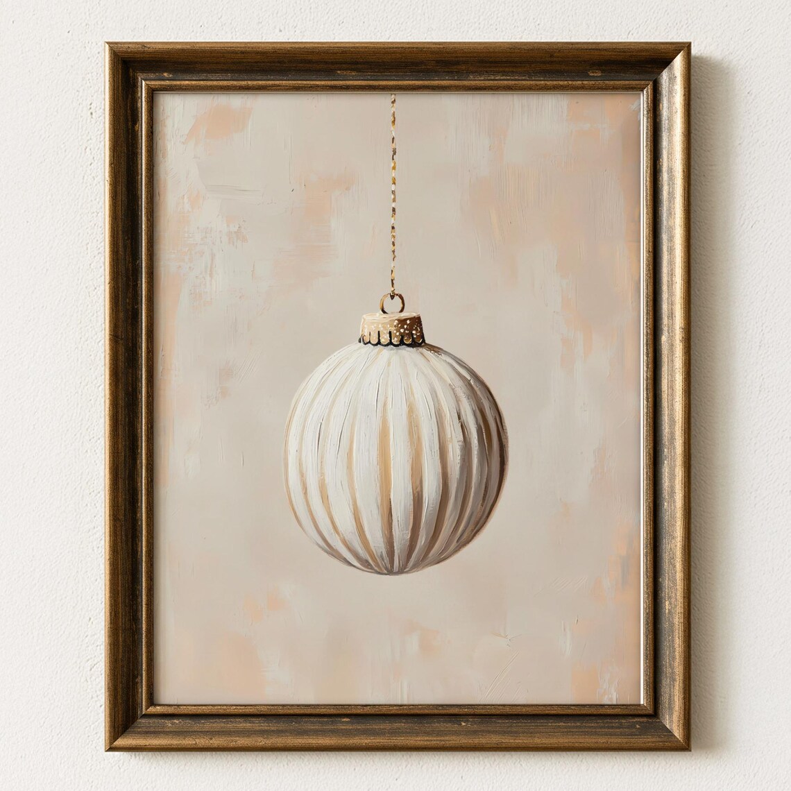 Elegant Neutral Beige Christmas Bauble Minimalist Vintage Holiday Poster