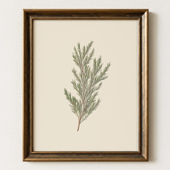 Evergreen Botanical Wall Art Minimalist Pine Branch Illustration Rustic Nature Decor Neutral Greenery Artwork