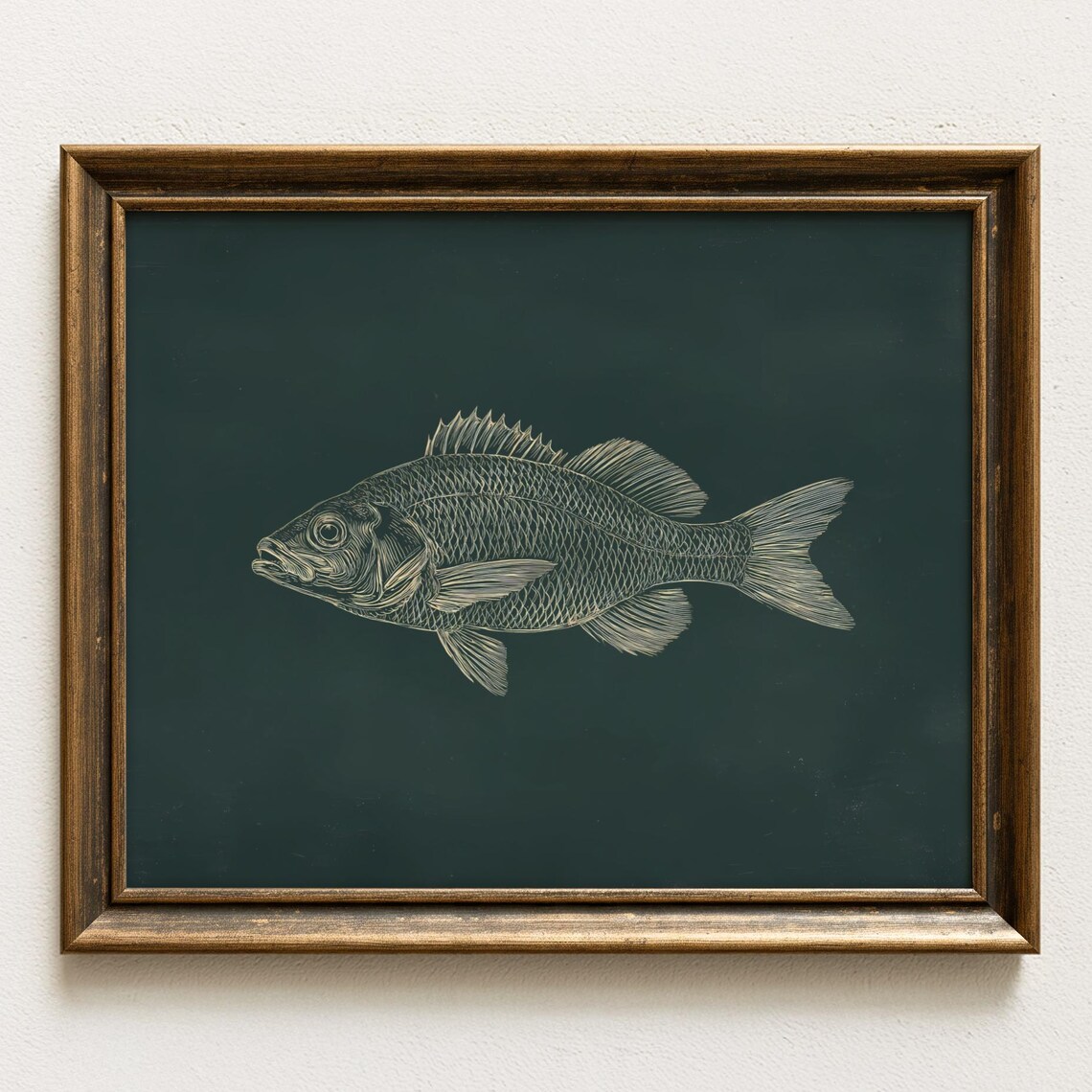 Vintage Fish Art Print, Rustic Lake House Decor