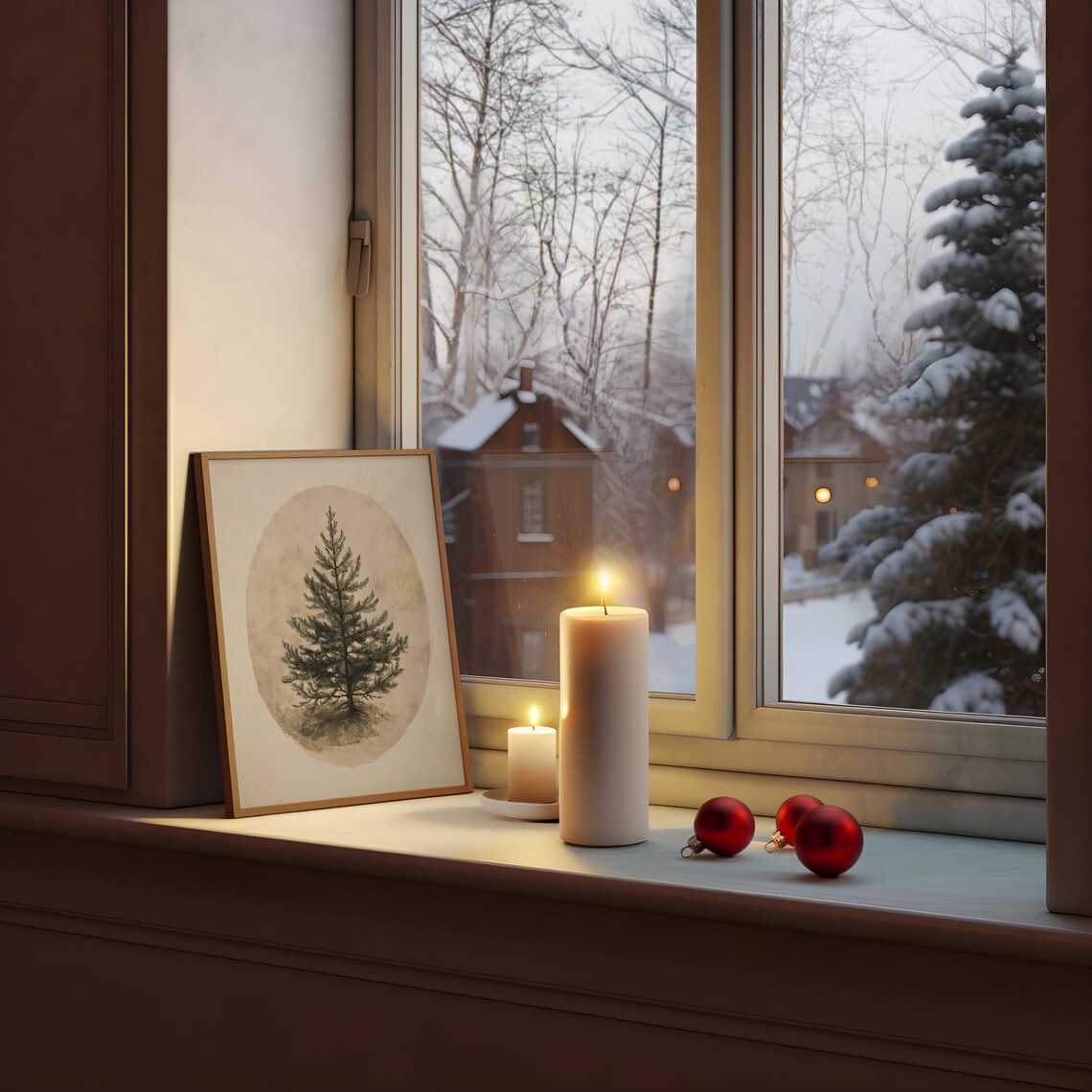 Vintage Christmas Tree Art Print, Victorian Rustic Style - Image 2