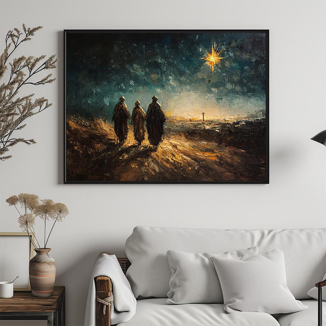 Three Wise Men Following the Star Nativity Night Sky Painting Poster - Image 5