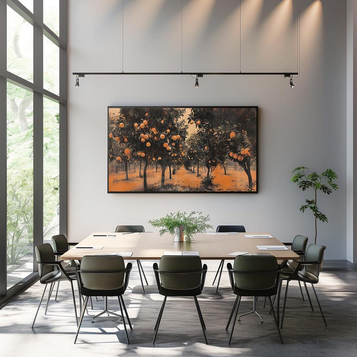 Orange Grove at Dusk Glowing Citrus Trees Evening Scene Poster - Image 3