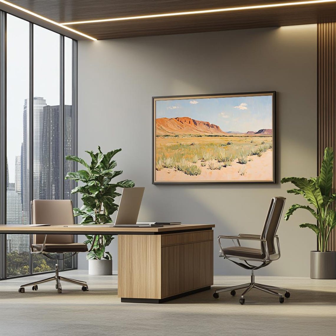 Southwest Desert Red Rock Mesa Golden Plains Painting Poster - Image 3