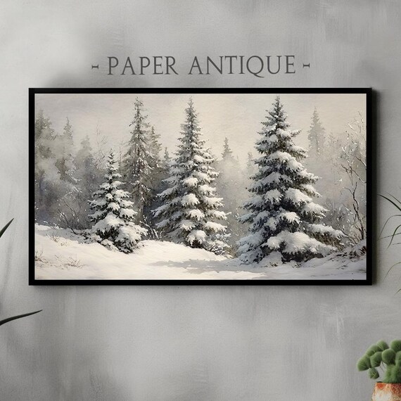 Peaceful Snow Covered Pine Forest Tranquil Winter Art Poster