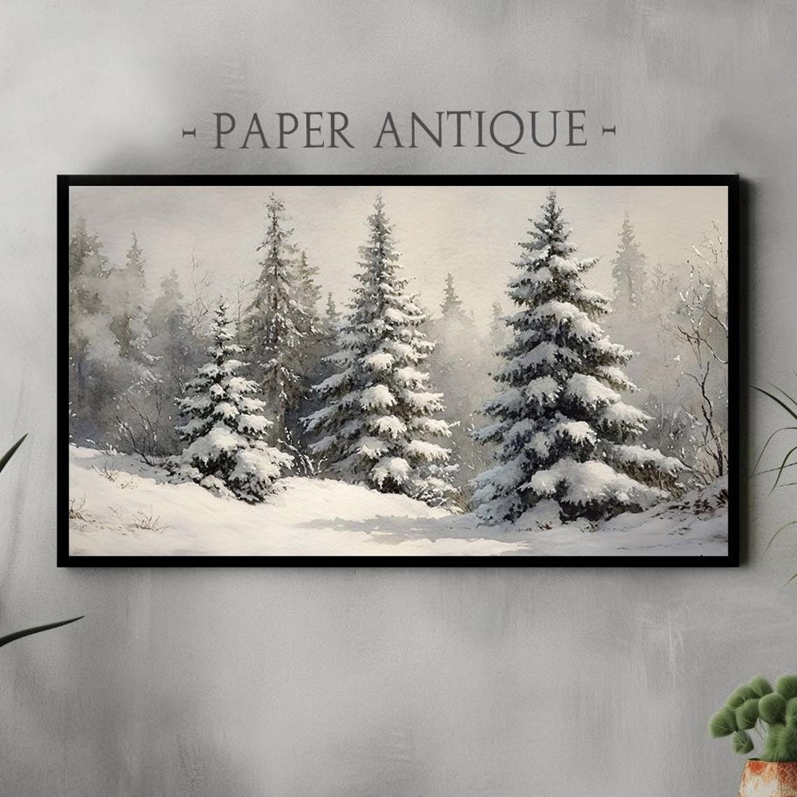 Peaceful Snow Covered Pine Forest Tranquil Winter Art Poster