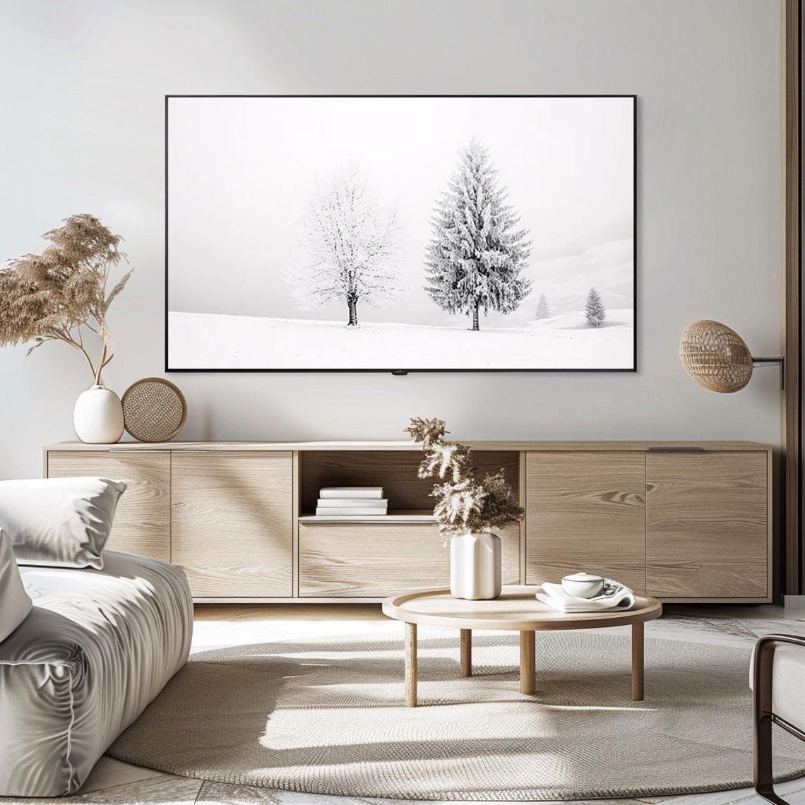 Frosted Trees In Whiteout Monochrome Minimalist Winter Print - Image 5
