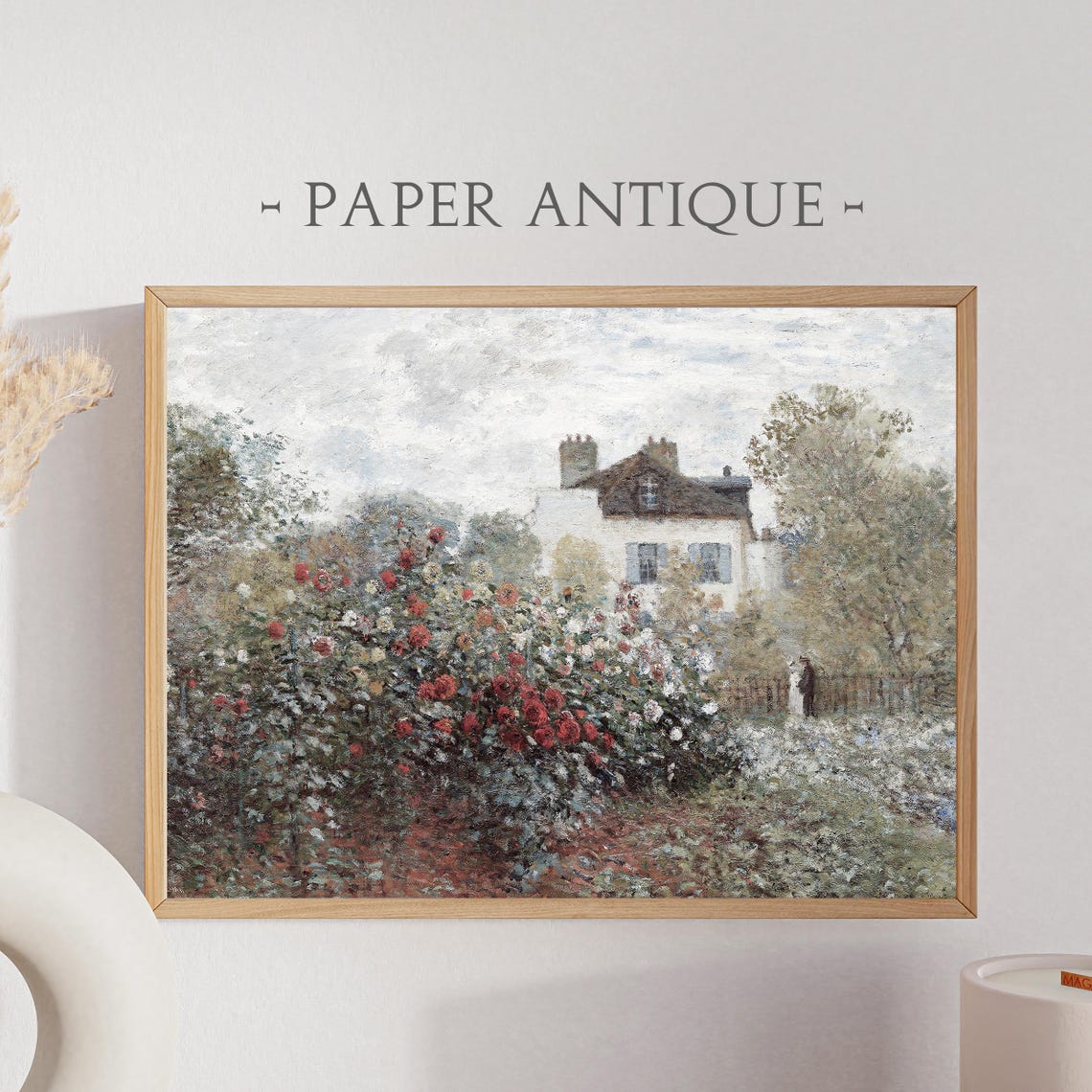 Impressionist Rose Garden Cottage Blooming Roses Oil Painting Poster
