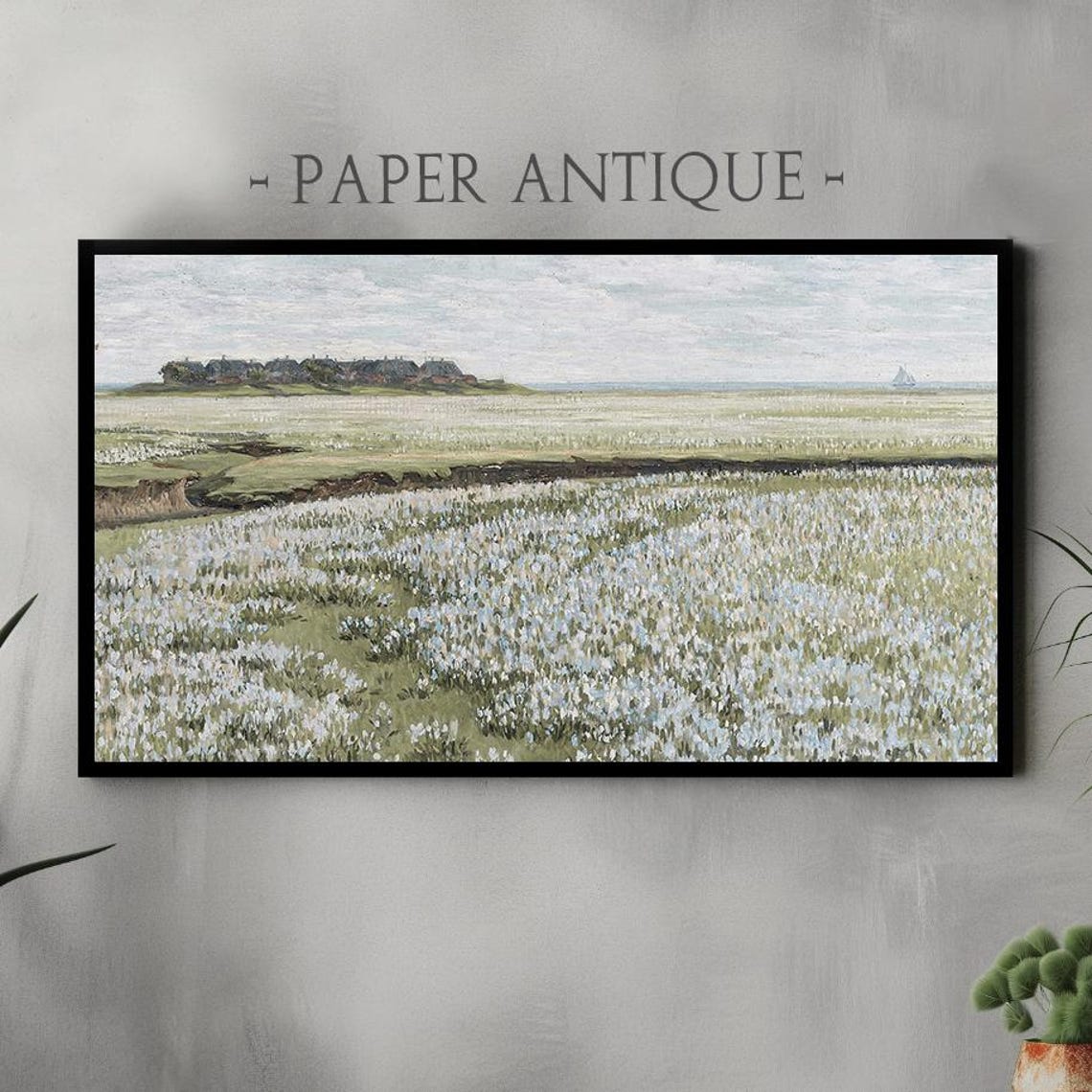 Wildflower Field Farm Vintage Blooming Meadow Landscape Poster
