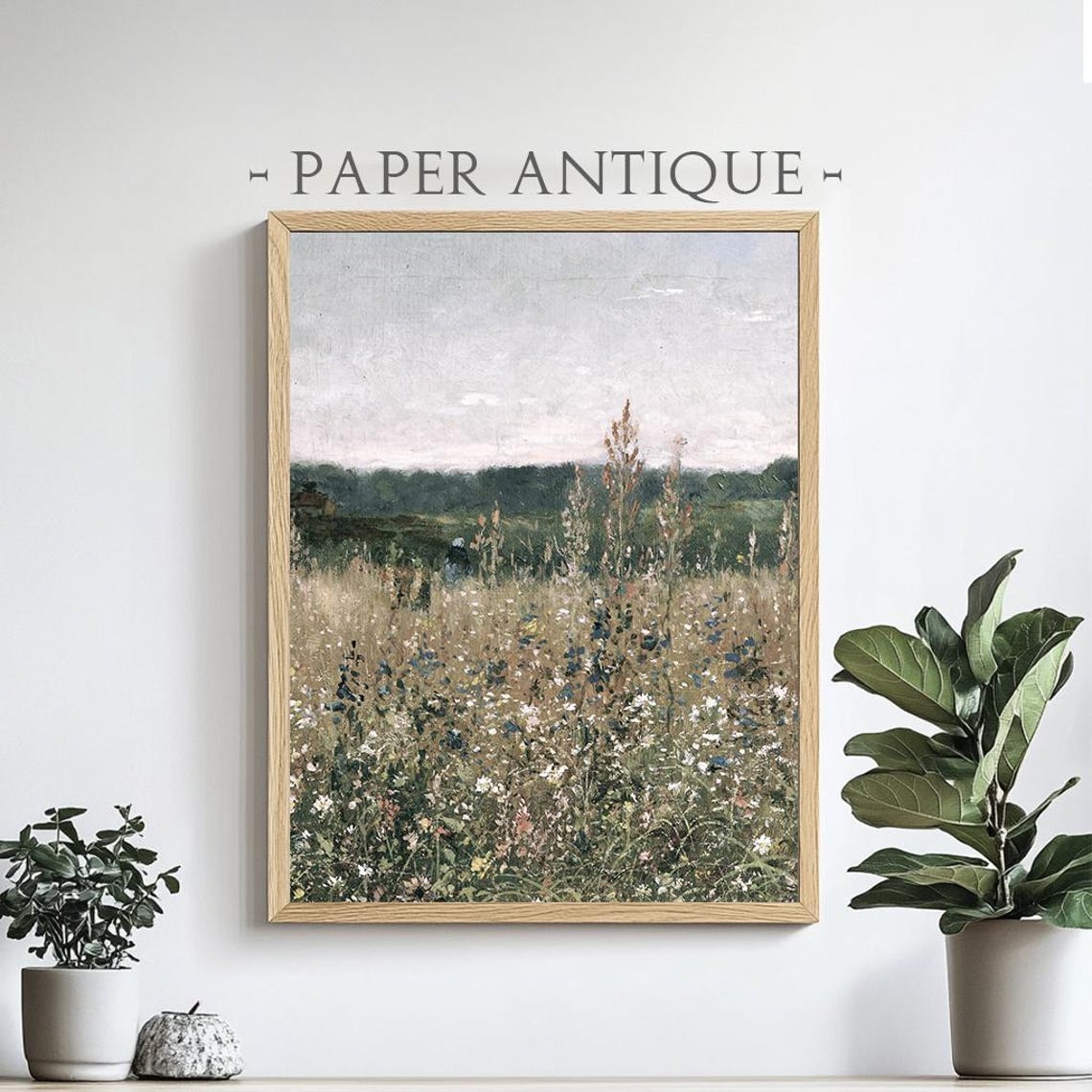 Wildflower Field Tall Grasses Vintage Meadow Painting Poster