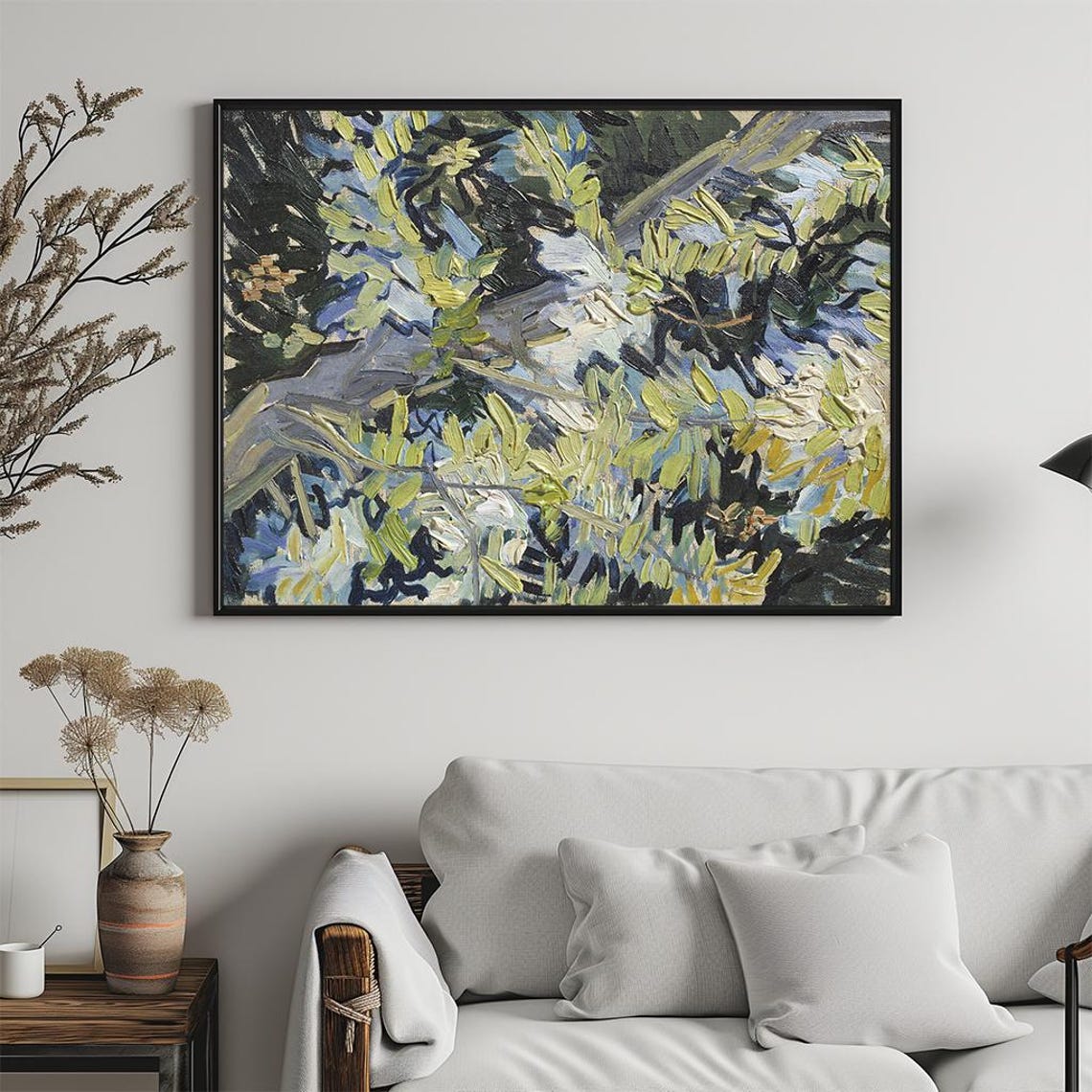 White Blossom Branches Impasto Textured Floral Painting Poster - Image 5