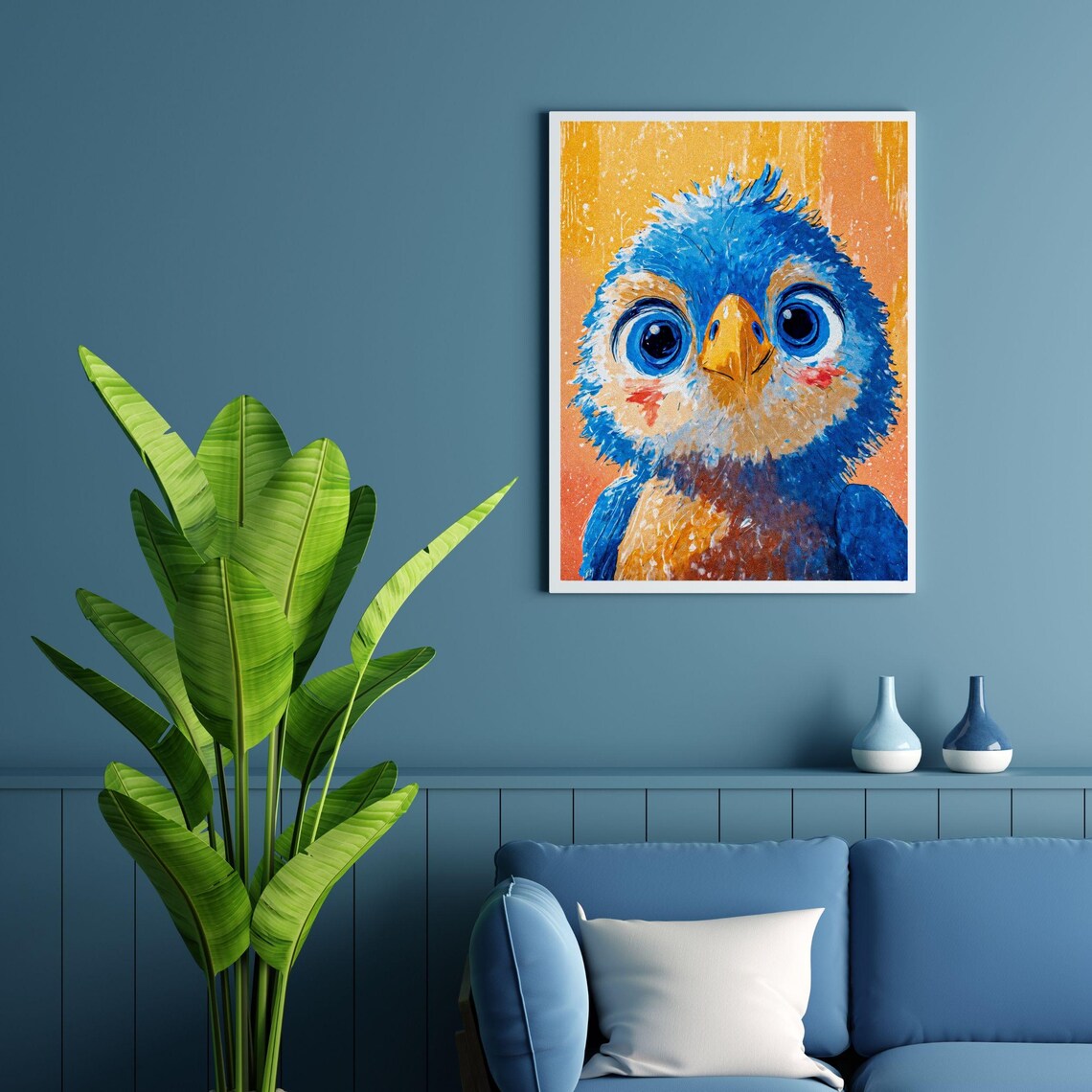 Cute Bluebird Art Print, Stylized Nursery Decor - Image 3