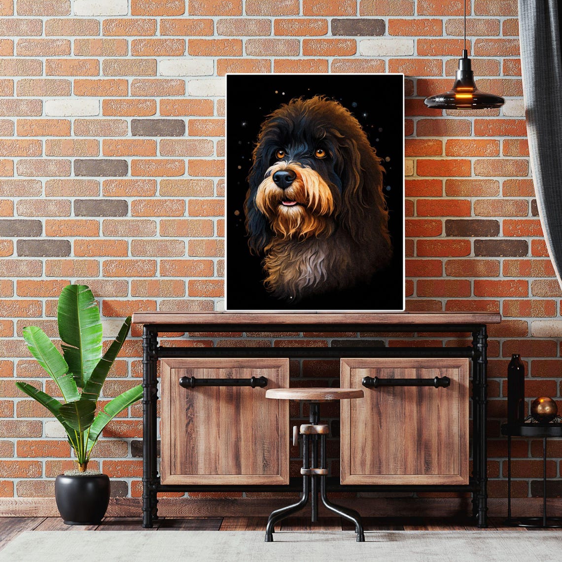 Portuguese Water Dog Portrait Print Dog Wall Decor Portie Pet Memorial Gift Black Curly Haired Dog Painting Nursery Decor Dog Mom Gift - Image 4
