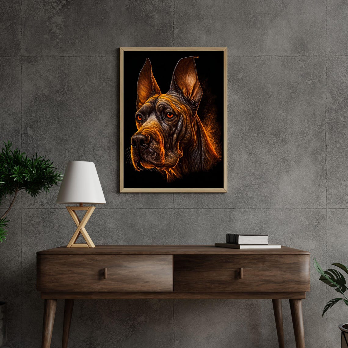 Great Dane Dramatic Black Background Noble Dog Portrait Poster - Image 3