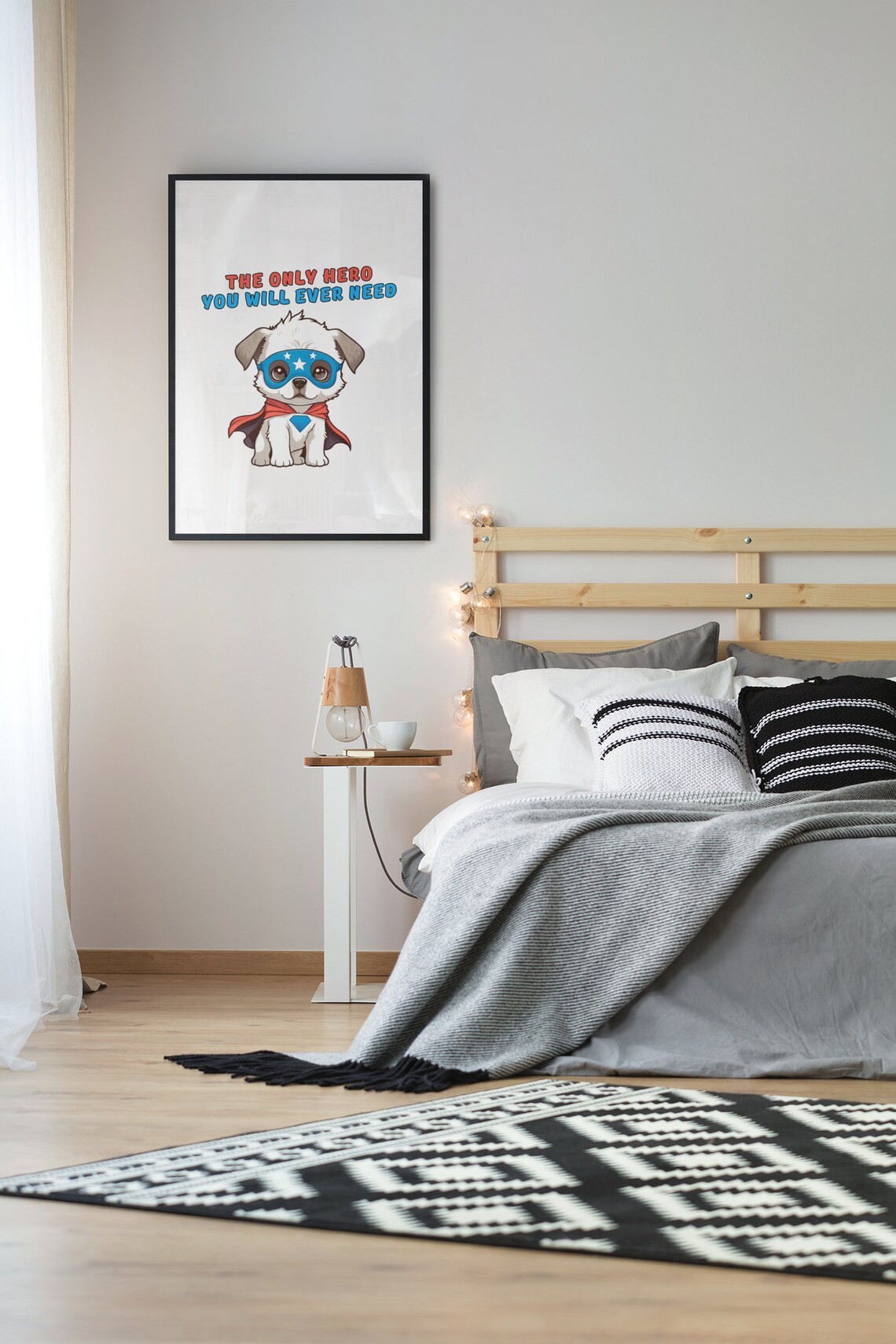 Superhero Puppy Dog Cape Mask Only Hero You Need Funny Kids Art Poster - Image 2