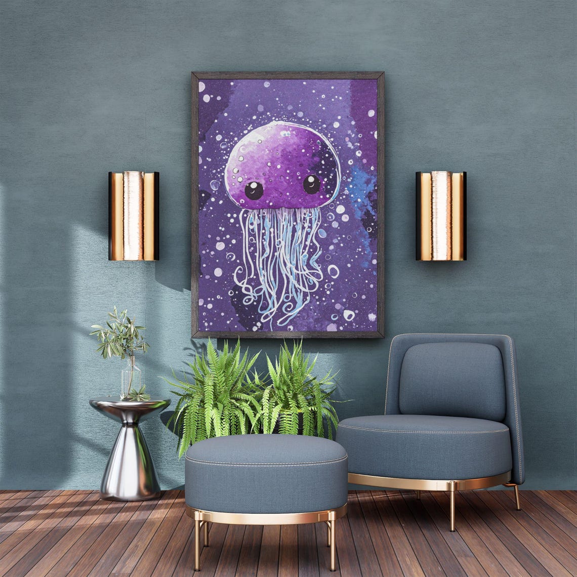 Purple Jellyfish Framed Art Print Girls Room Decor Lavender Ocean Animal Wall Art Nursery Art Unique Baby Gift Watercolor Sea Life - Image 2