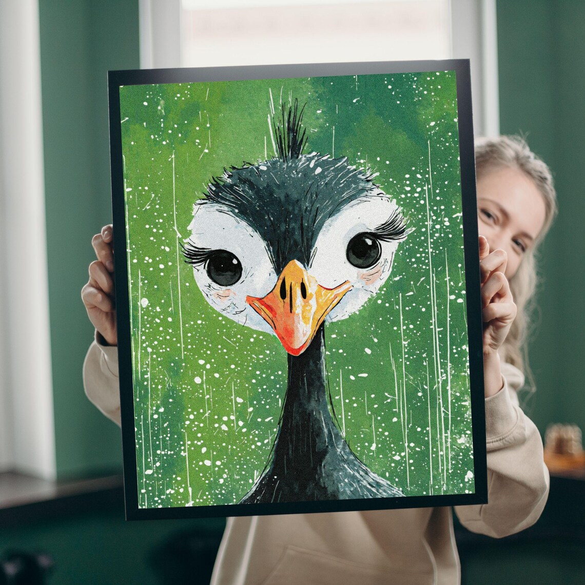 Puffin Art Print, Japanese Crane Painting Illustration - Image 3