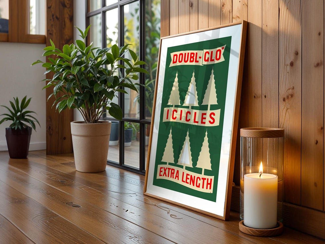Vintage Doubl-Glo Icicles Ad Retro Christmas Tinsel Tree Poster - Image 4