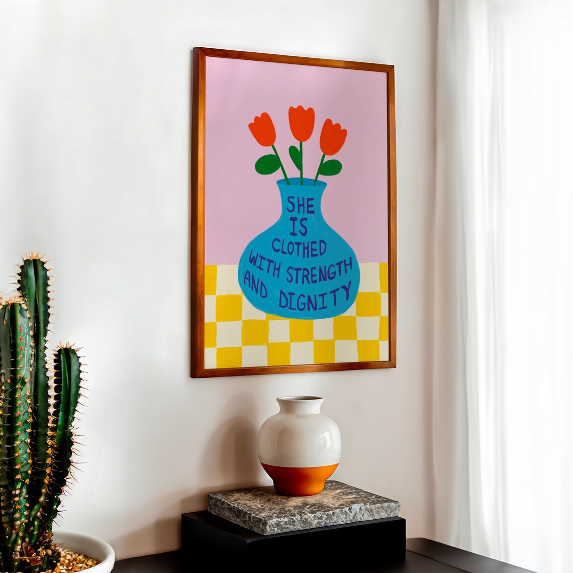 Proverbs 31 Woman Christian Retro Flower Art Print - Image 2