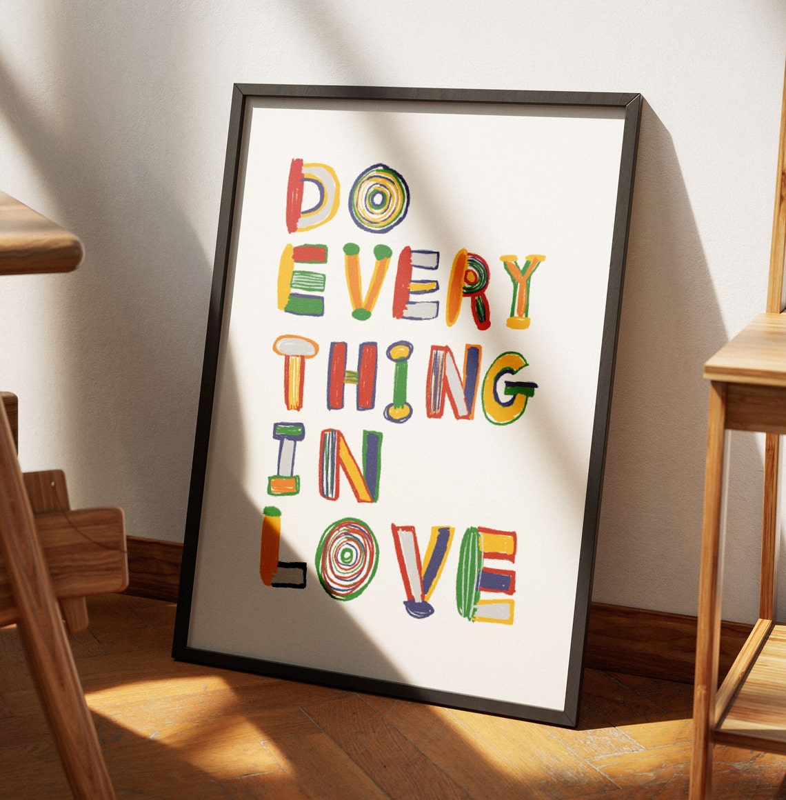 Do Everything In Love Colorful Hand Lettered Scripture Poster