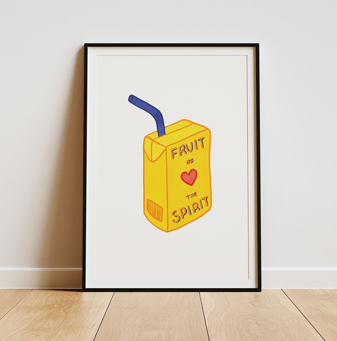 Fruit Of The Spirit Yellow Juice Box Cute Playful Faith Poster