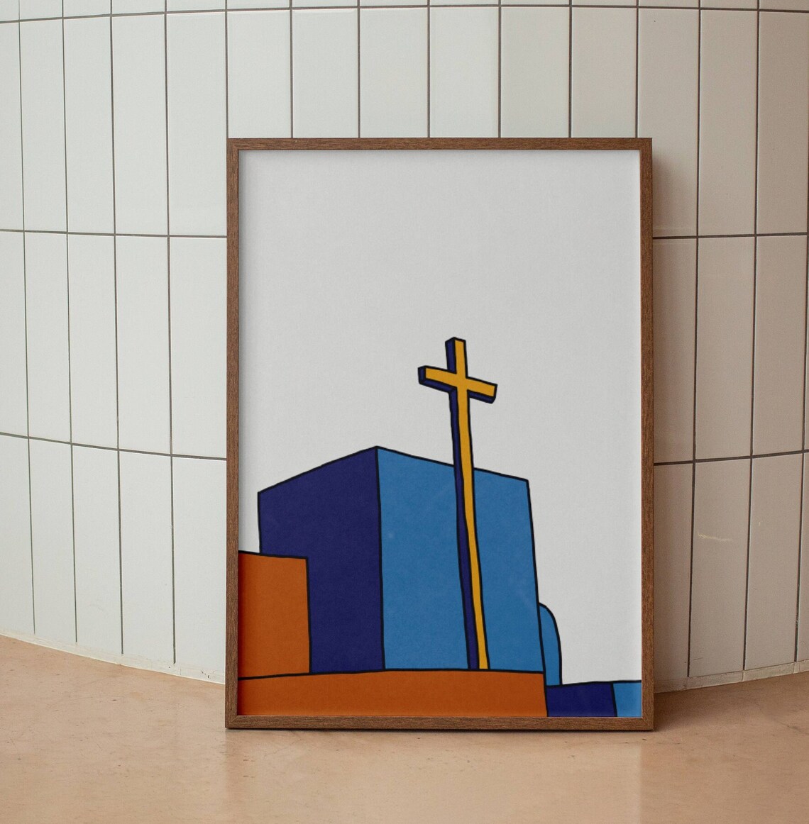 Jesus Cross Bauhaus Poster, Minimalist Christian Art