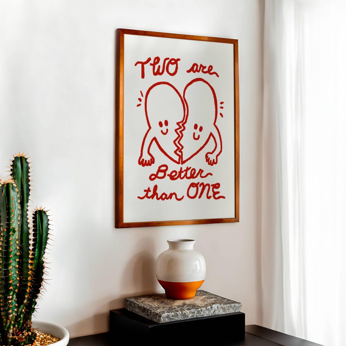 Two Are Better Than One Hugging Hearts Wedding Love Gift Poster - Image 2