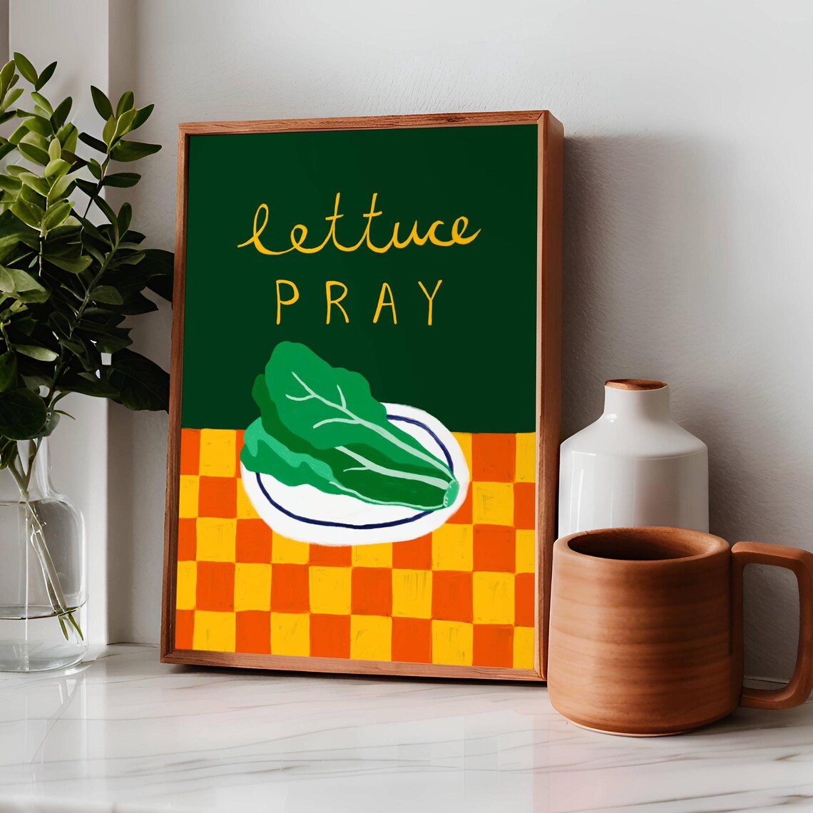 Lettuce Pray Christian Humor Retro Kitchen Art Print - Image 3