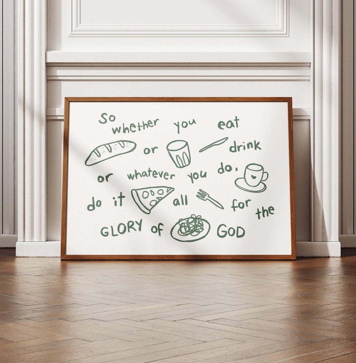 Do It All For The Glory Of God Food Doodle Christian Kitchen Poster - Image 3