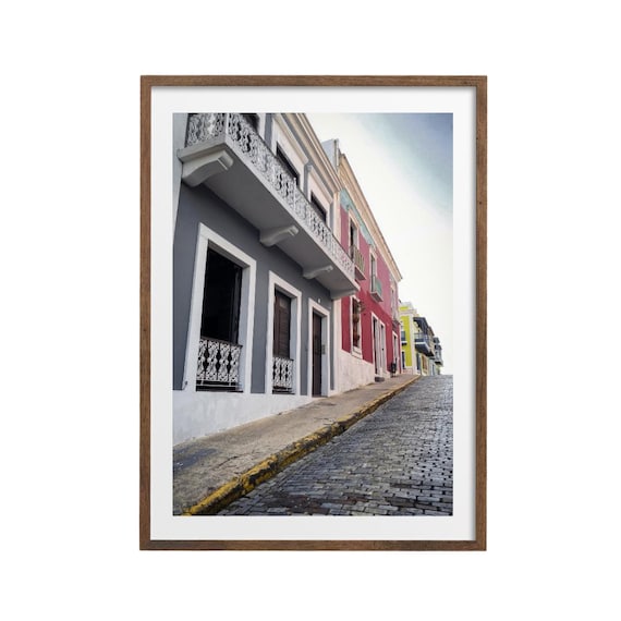 Old San Juan Colorful Colonial Street Cobblestone Puerto Rico Poster