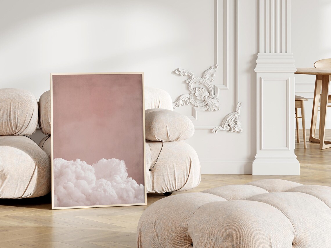 Dusty Rose Cloud Minimalist Pastel Pink Art Print - Image 3