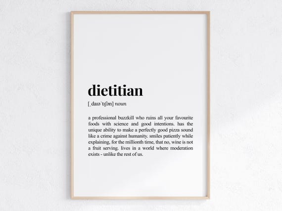 Dietitian Funny Definition Print Sassy Gift For Coworker Sarcastic Dictionary Poster Weight Loss Clinic Decor