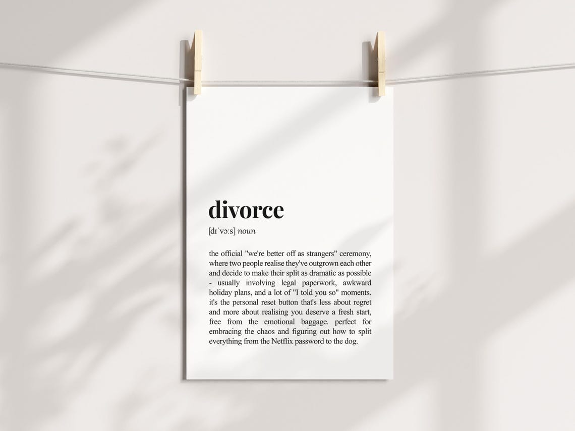 Divorce Funny Dictionary Definition Poster for Fresh Start Wall Decor - Image 3