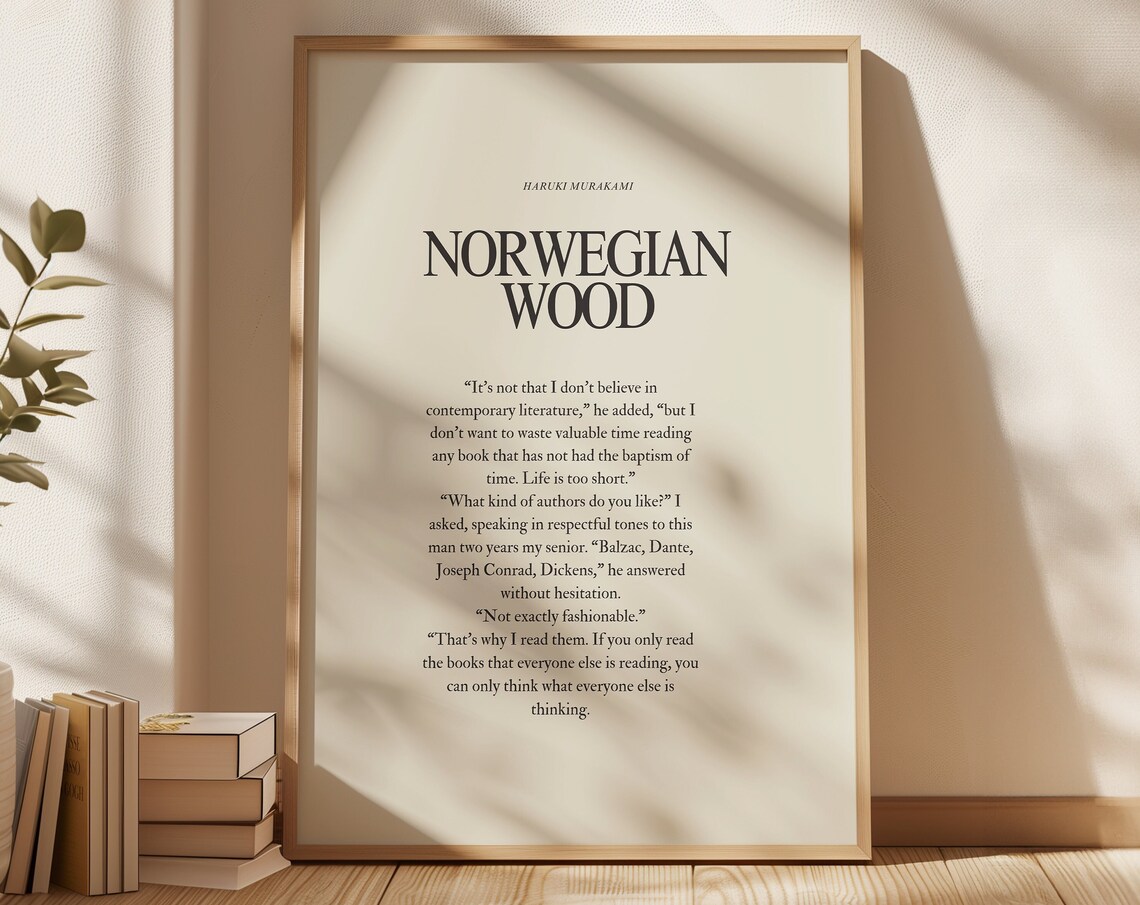 Haruki Murakami Norwegian Wood Book Quote Literary Art Poster