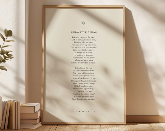 Edgar Allan Poe A Dream Within A Dream Poetry Typography Decor Poster