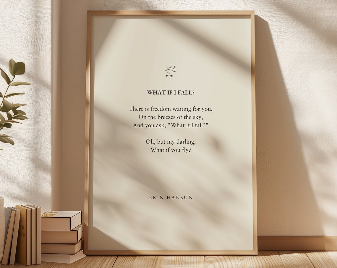 Erin Hanson What If You Fly Poem Poster, Cream Framed Literary Motivational Decor