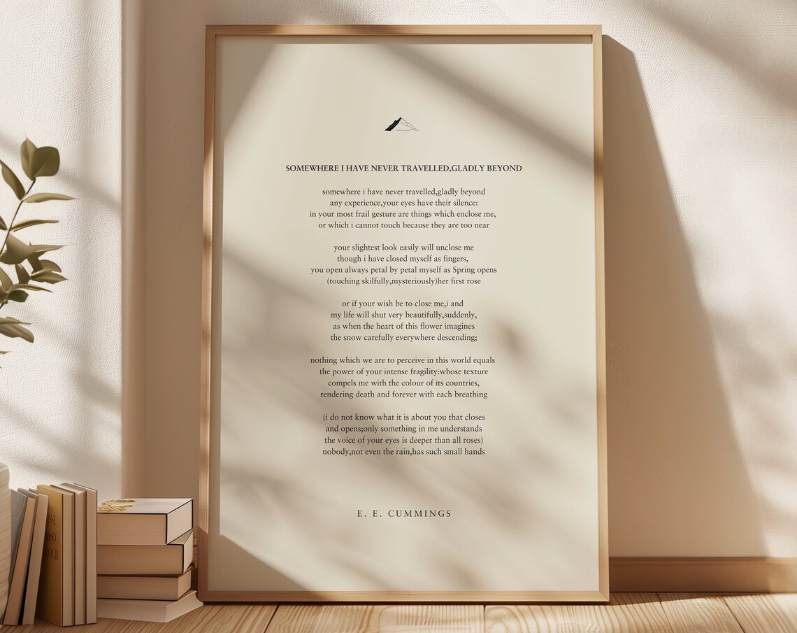 E. E. Cummings Poem Print, Literary Wall Art