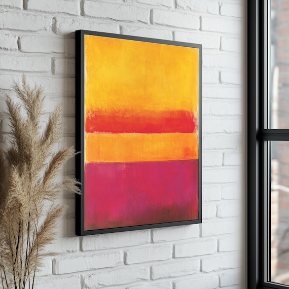 Golden Yellow Red and Magenta Striped Bands Color Field Art Poster