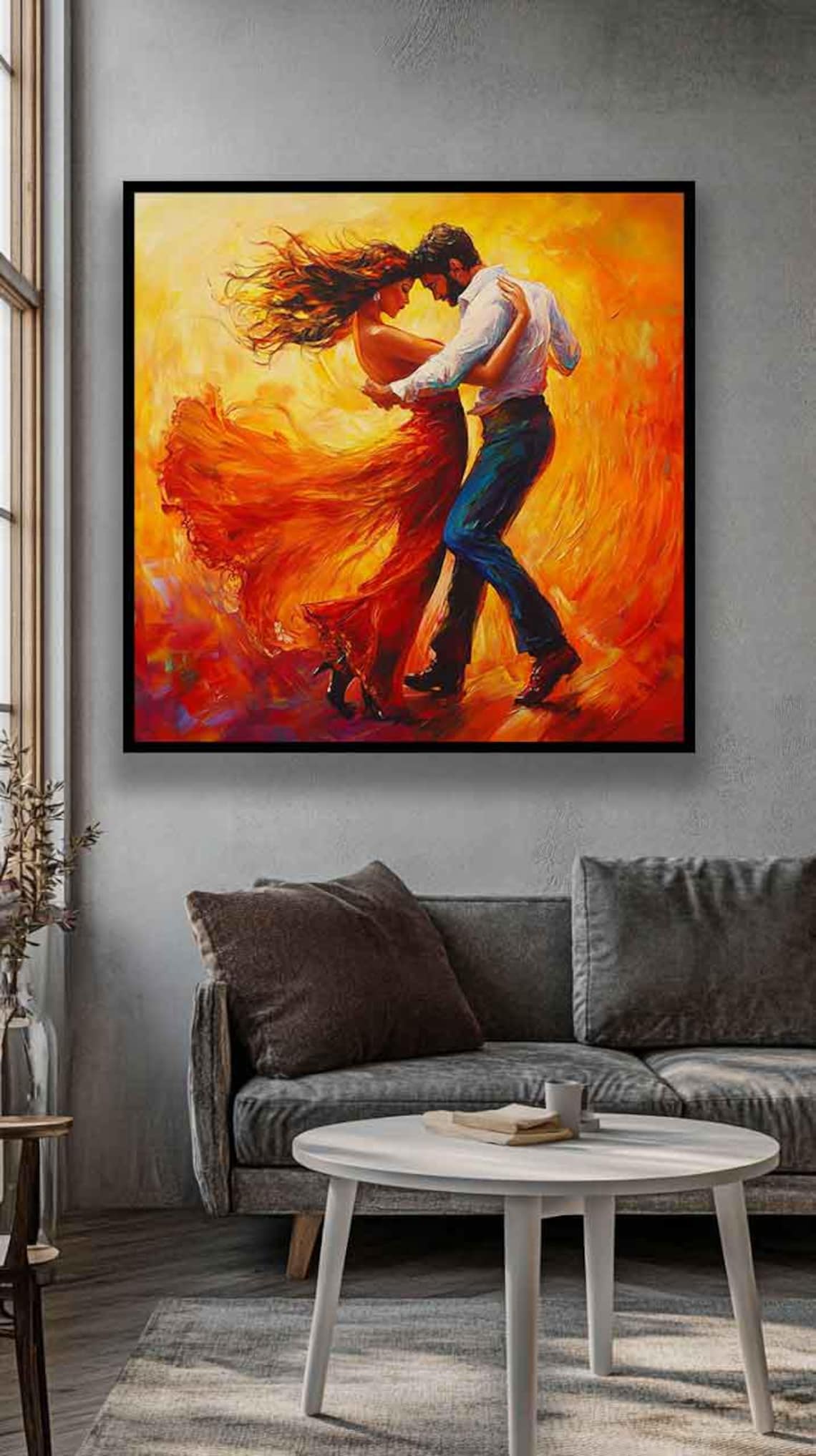 Fiery Latin Dance Couple Swirling Red Dress Passion Wall Poster - Image 5
