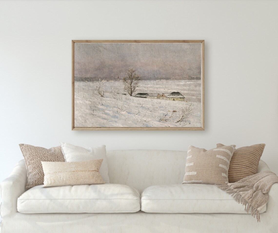 Country Winter Vintage Homestead Landscape Art Print - Image 3
