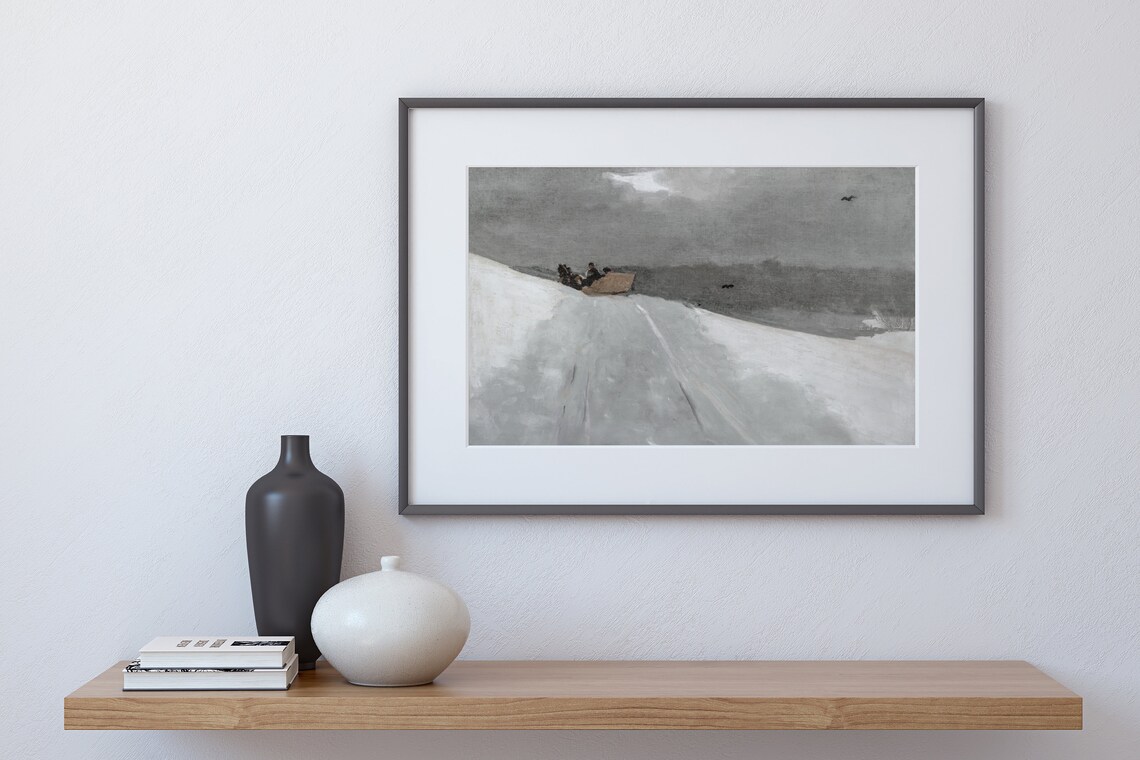 Sleigh Ride Vintage Horse Drawn Sleigh Art Print - Image 2