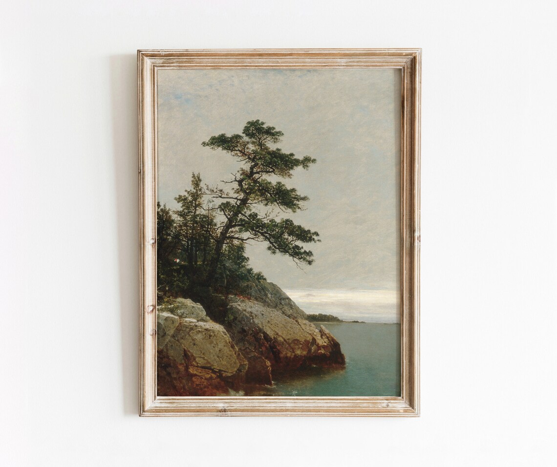 Rocky Shore Vintage Coastal Landscape, Atlantic Ocean
