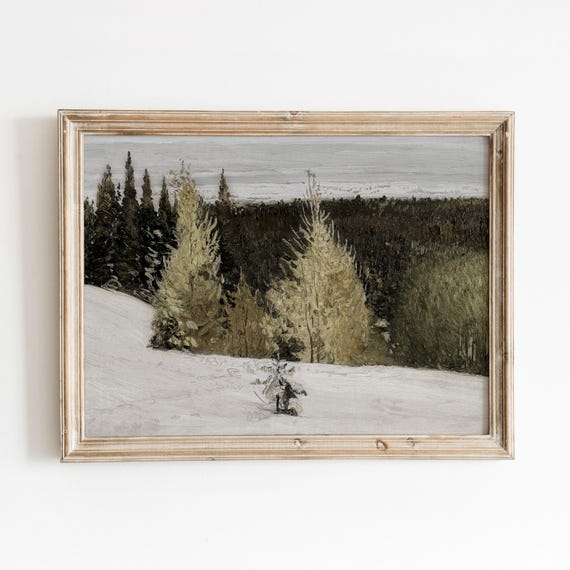 Winter Ridge Vintage Snowy Landscape Art Print