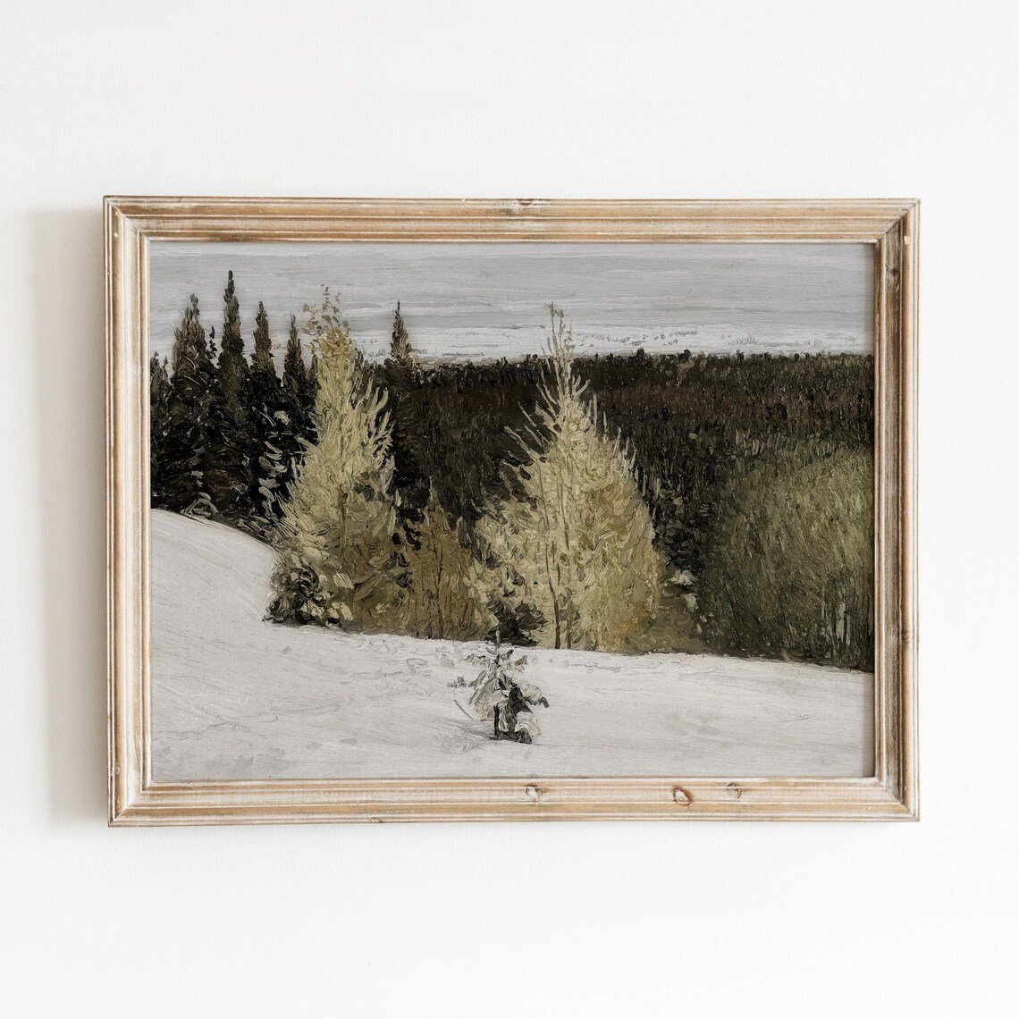 Winter Ridge Vintage Snowy Landscape Art Print